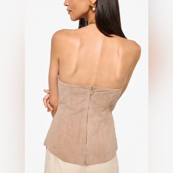 NWT Cami NYC Zamora Suede Leather Corset Vest Incense Tan Sz 8 - Picture 4 of 16